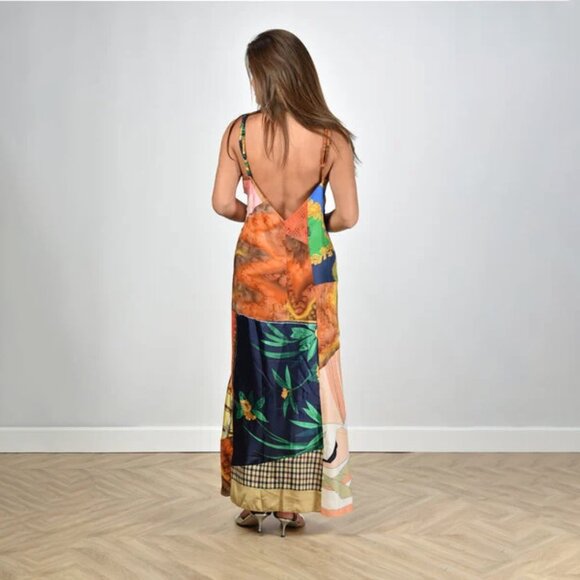 1/OFF Paris Remade Scarf Slip Maxi Dress Size Medium - Picture 2 of 14